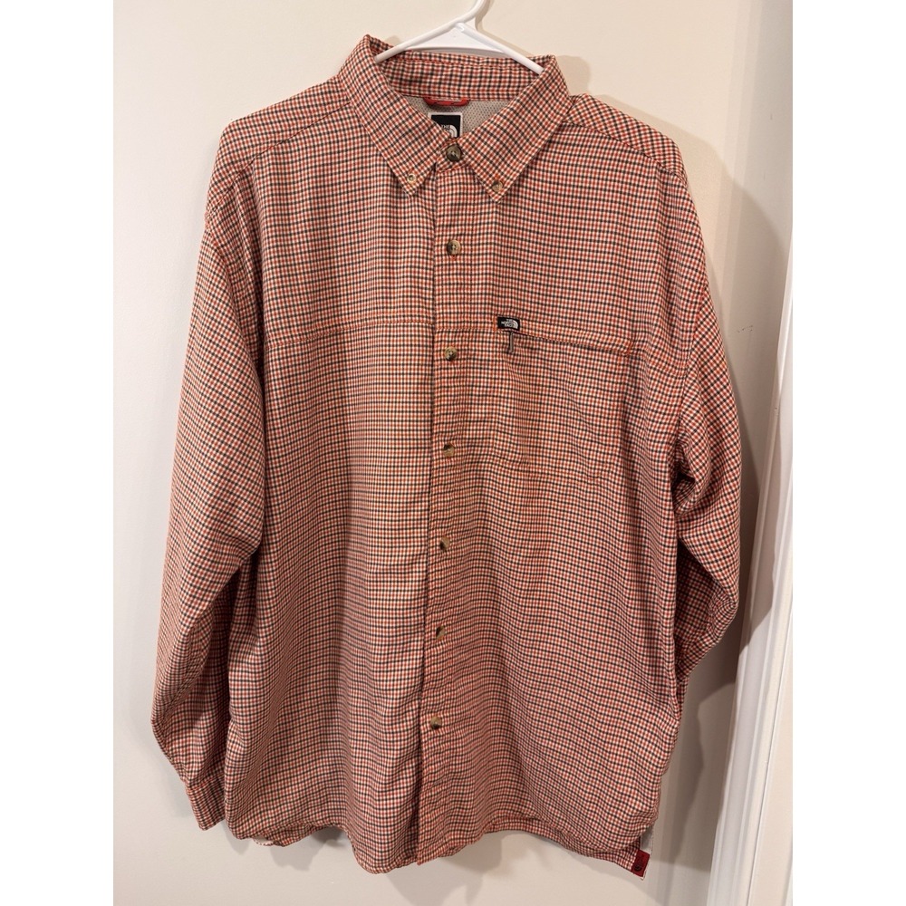 The North Face Mens Medium Shirt Button Up‎ Flannel Plaid Roll-Tab Sleeve